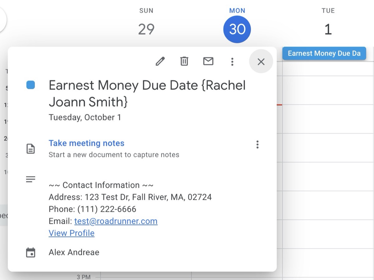 Transaction Dates on Google Calendar